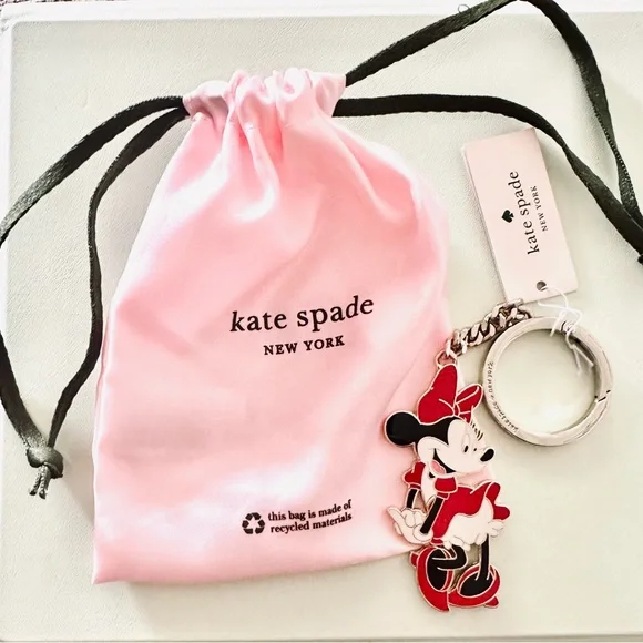 Kate Spade NEW in Dust Bag Disney Minnie Mouse Keychain & Bag Charm - Picture 3 of 7